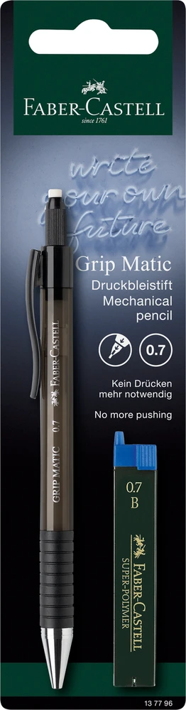Automatinis pieštukas Faber-Castell Grip-Matic, 0,7 mm rudos spalvos + grafitai B 0,7 mm