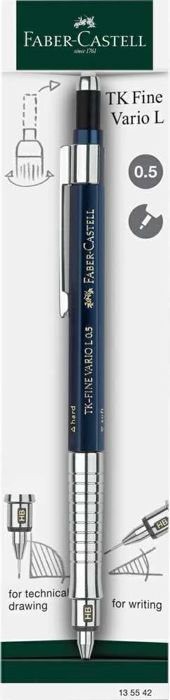 Automatinis pieštukas Faber-Castell TK-FINE VARIO L, 0.5mm, tamsiai mėlynos spalvos