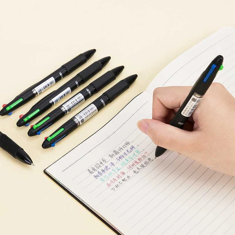 Automatinis tušinukas DELI 4Colour 4 spalvos viename, juodas korpusas