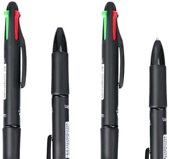 Automatinis tušinukas DELI 4Colour 4 spalvos viename, juodas korpusas