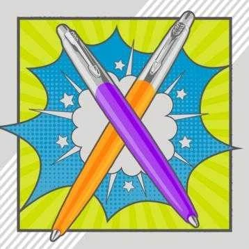 Automatinis tušinukas Parker Jotter Originals POP ART Duo Marigold/Frosty Violetinė Medium Mėlyna, blisteryje