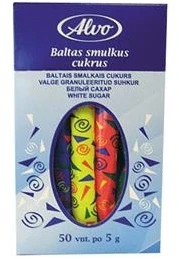 Fasuotas cukrus piršteliais ALVO, baltas, 50 vnt po 5 g
