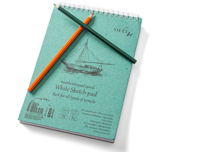 Smiltainis Bloknotas eskizams Authentic, A5 90 gsm, 70 lapų su spirale