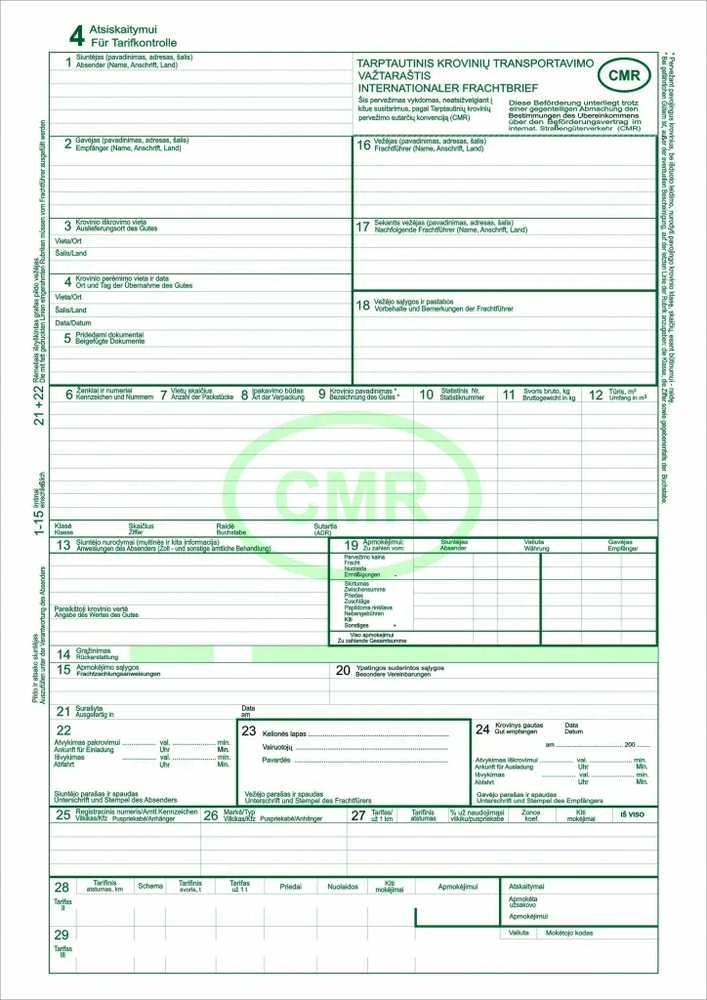 CMR blankai, A4, 4x30, lietuvių-vokiečių kalba 0720-076