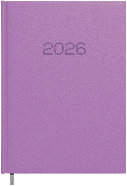 Darbo kalendorius Timer Daytime Prestige 2027 m., A5, levandų spalvos, minkštas PU viršelis