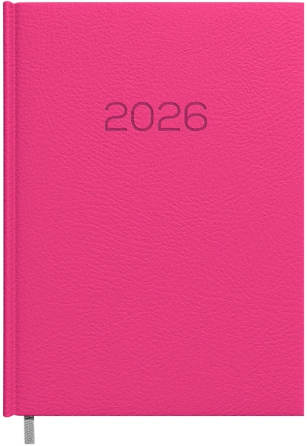 Darbo kalendorius Timer Daytime Prestige 2027 m., A5, avietinės spalvos, minkštas PU viršelis