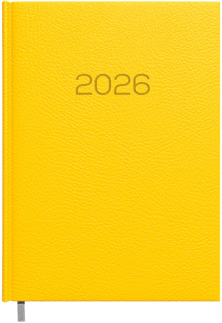 Darbo kalendorius Timer Daytime Prestige 2027 m., A5, geltonos spalvos, minkštas PU viršelis