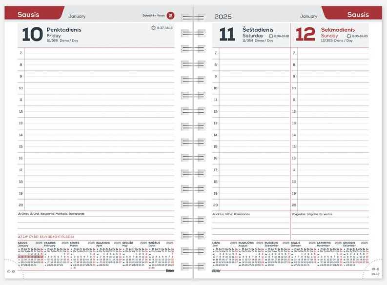 Darbo kalendorius Timer Spirex Day Flex, A5, su gumele, juodos spalvos