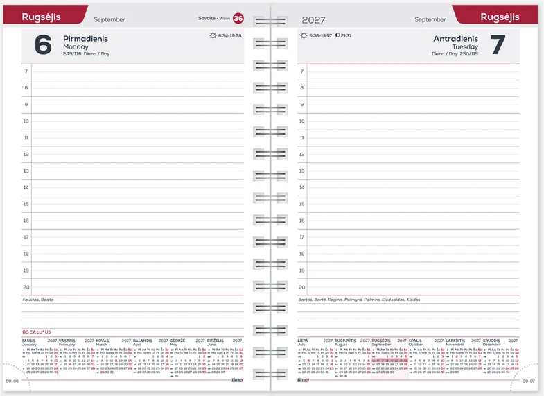 Darbo kalendorius Timer Spirex Day Trend, A5, Journey