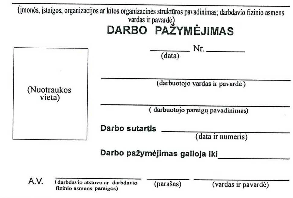 Darbuotojo darbo pažymėjimas, A7, 10 vnt.