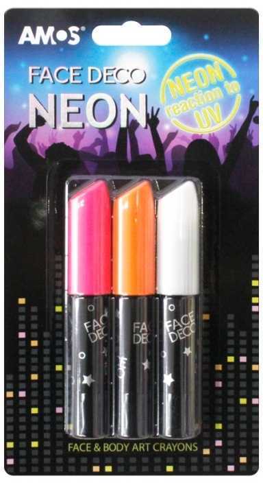 Dažai-kreidelės veidui Amos, 3 neoninės spalvos