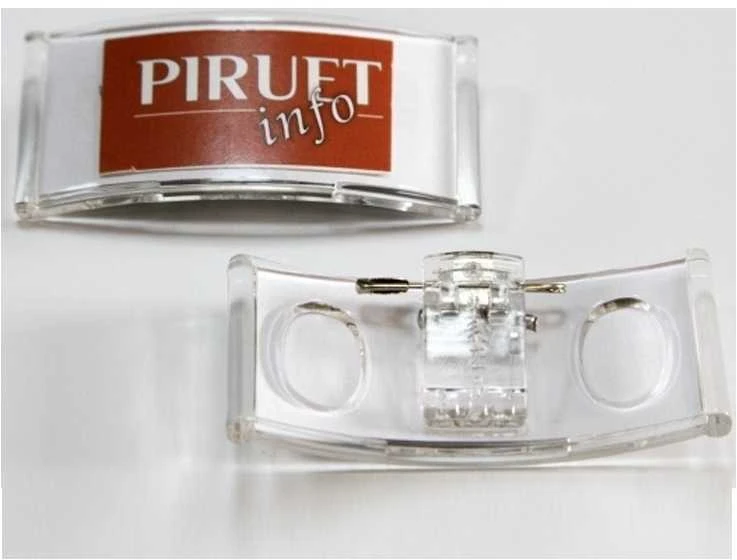 Piruet *Dėklas vardinei kortelei, 27x62mm, su Pin Clip segtuku, kieto plastiko, skaidrus