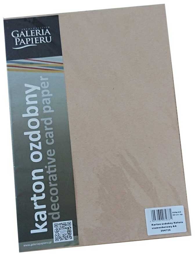Galeria Papieru Dekoratyvinis kartonas Argo Nature, A4, 220g, 20 lapų, tamsiai kreminės spalvos