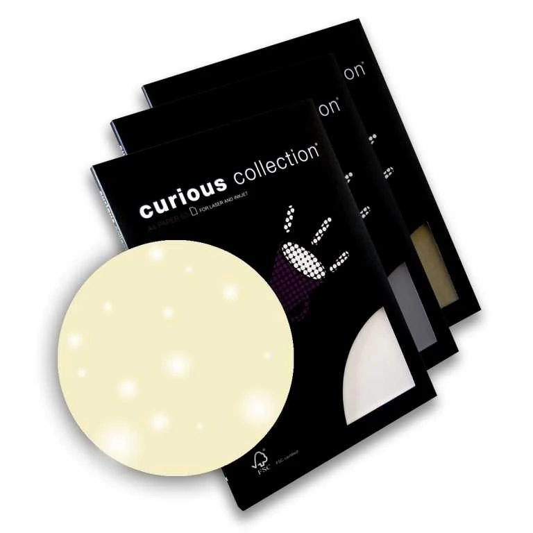 Dekoratyvinis popierius CRYOGEN Baltas, Curious Metallics, A4, 120gsm