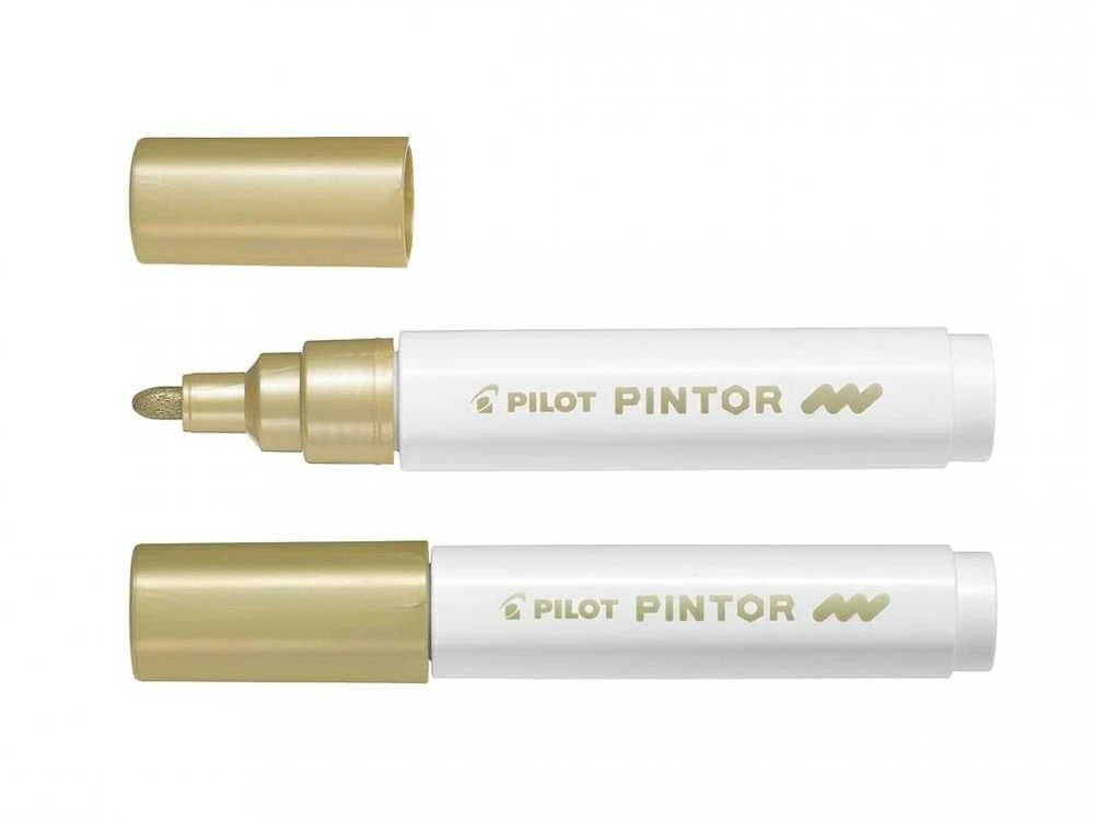 Pilot Pen Permanentinis žymeklis Pultas PINTOR 1.4 mm, apvali galvutė, auksinė sp.