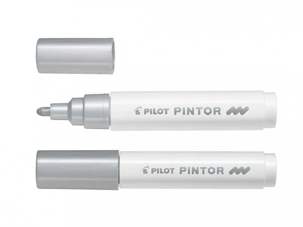 Pilot Pen Permanentinis žymeklis Pultas PINTOR 1.4 mm, apvali galvutė, sidabrinė sp.