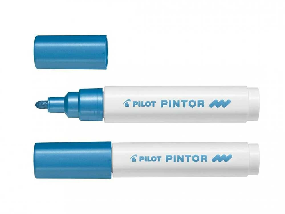 Pilot Pen Permanentinis žymeklis Pultas PINTOR Metallic 1.4 mm, apvali galvutė, mėlyna sp.