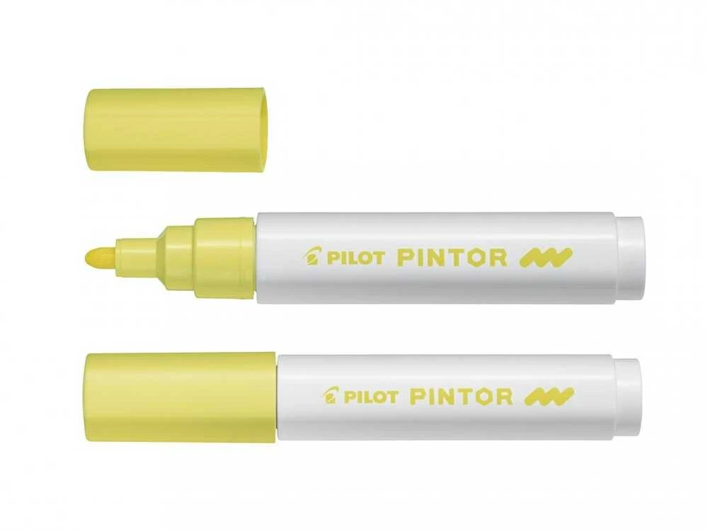 Pilot Pen Permanentinis žymeklis Pultas PINTOR 1.4 mm, apvali galvutė, pastelinė geltona sp.