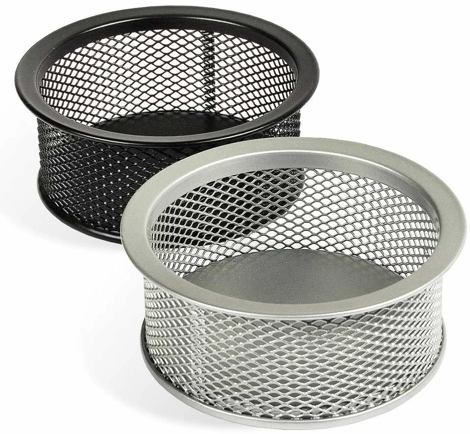 Dėžutė smulkiems biuro reikmenims apvali 79x37mm Forpus perforuoto metalo juoda!