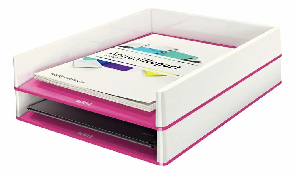 Dokumentų lentynėlė Leitz Wow Dual, A4, plastikinė, baltos/rožinės spalvos