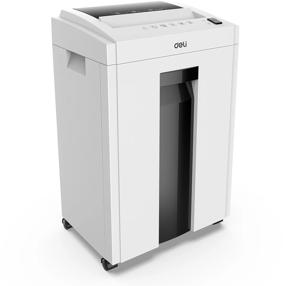 Dokumentų naikiklis DELI 9952, P4, iki 10lap/70g, 4×25 mm, šiukšliadėžė 20L