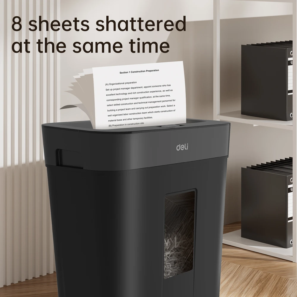 Dokumentų naikiklis DELI T023, P4, 8 lapų, 15L