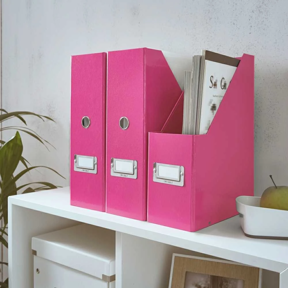 Dokumentų stovas Click&Store Leitz Wow, A4, kartoninis, rožinės spalvos