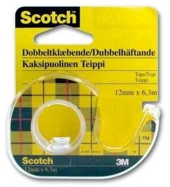 Dvipusė lipni juosta Scotch 665, su dėklu,12mm x 6,3m
