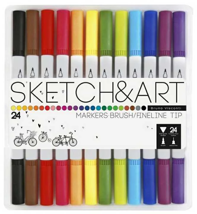 Dvipusiai flomasteriai Sketch&Art, 24 spalvų