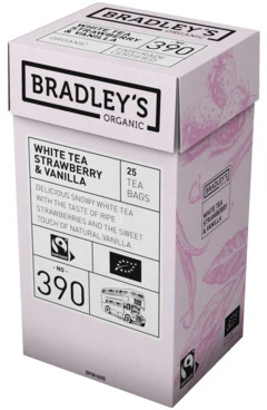 Ekologiška baltoji arbata Bradley´s, braškių ir vanilės skonio, 25 pak, nr. 390