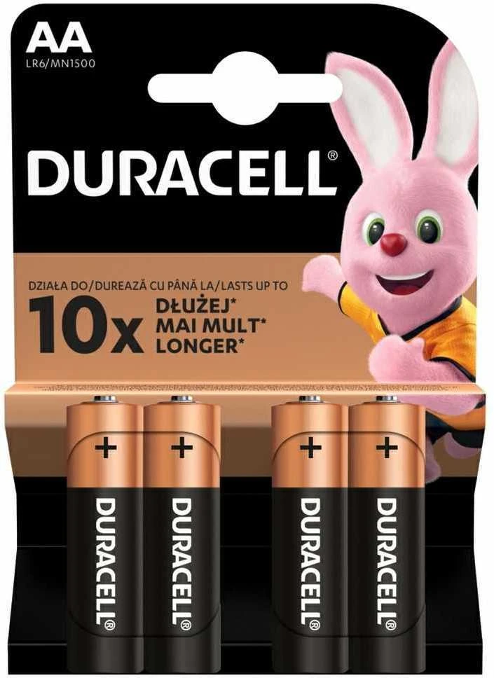 Elementai Duracell AA (LR6/MN1500) 1,5V, šarminiai, 4 vnt