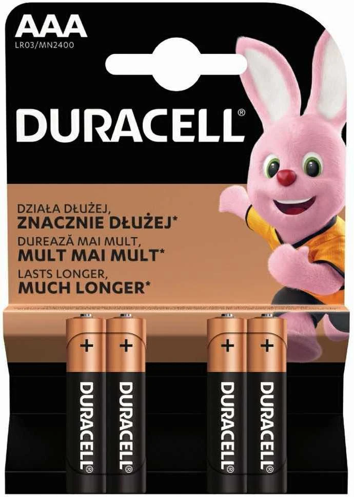 Elementai Duracell AAA (LR03/MN2400) 1,5V, šarminiai, 4 vnt