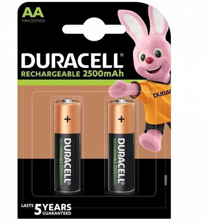 Elementai Duracell įkraunami, AA (DX1500; HR6) 1,2V, 2500mAh, NiMH, 2 vnt.