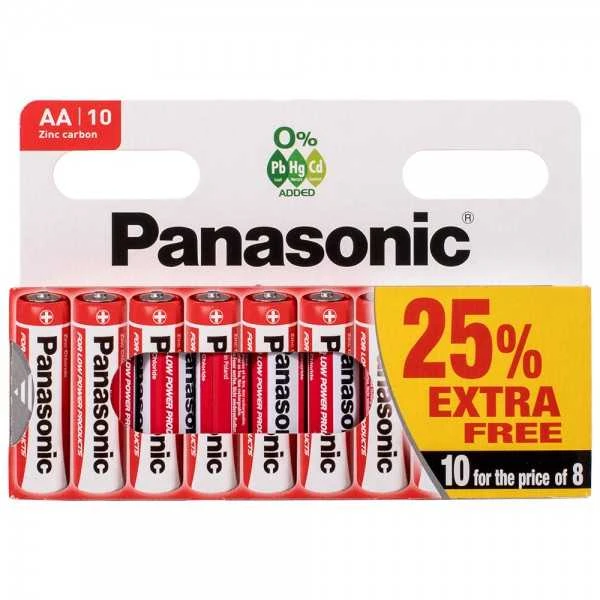 Elementai Panasonic Raudona Zinc, R03RZ AA, 10vnt