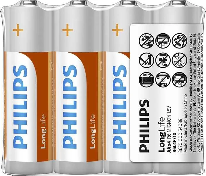 Elementai Philips LongLife AA/R6 C4, 4vnt.