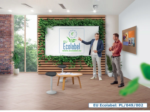 Keramikinė balta magnetinė lenta NOBO Premium Plus, 120×90 cm, sertifikuota EU Ecolabel