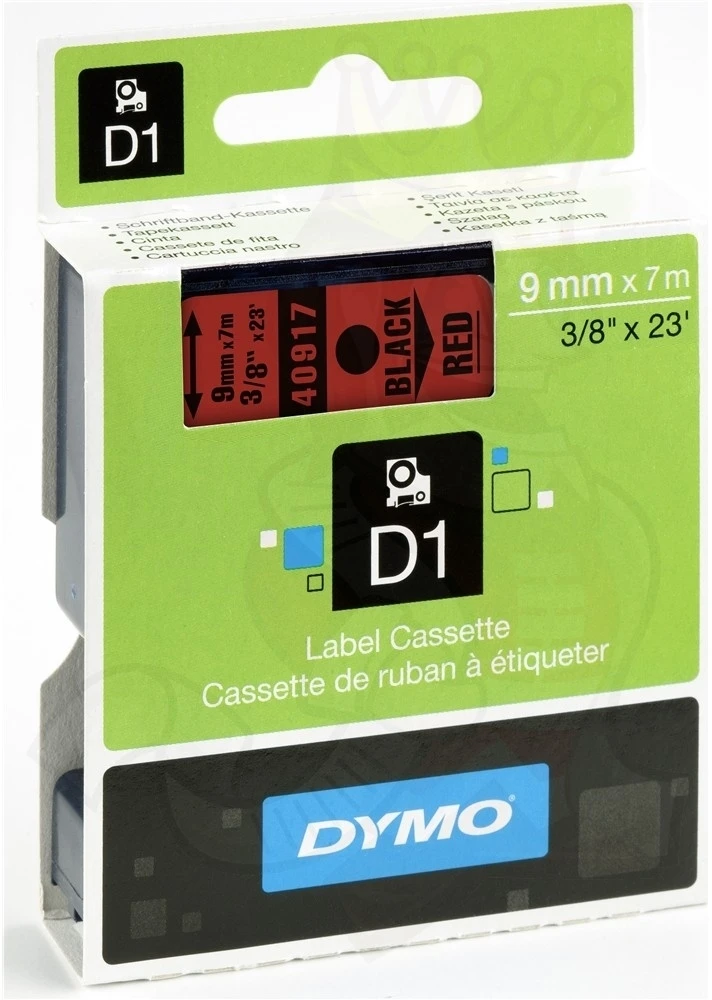 Juostelė DYMO D1 9mm x 7m, juoda ant raudono / S0720720 40917