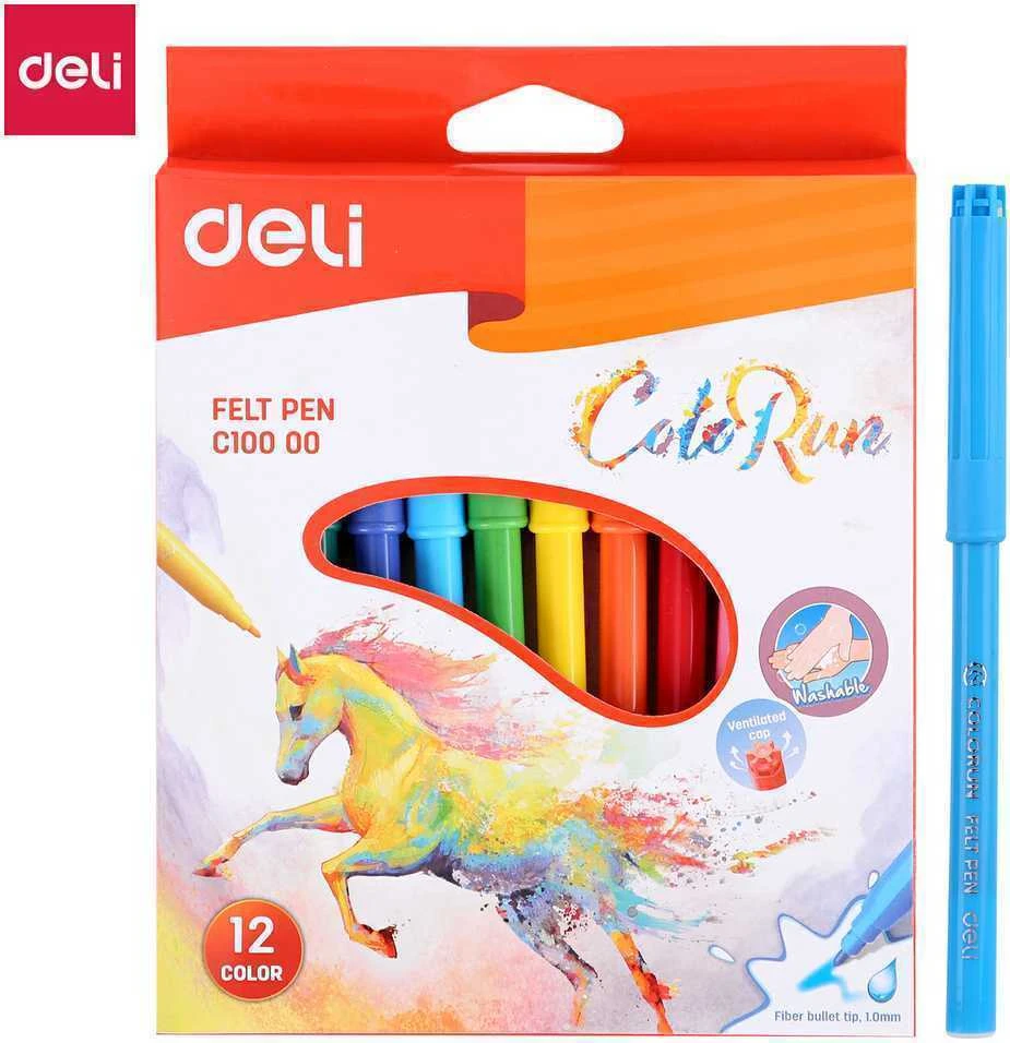 Flomasteriai DELI 12 spalvų