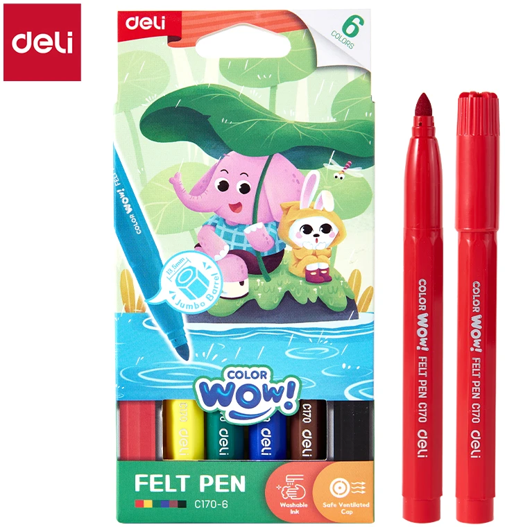 Flomasteriai DELI ColorWow, 6 spalvų