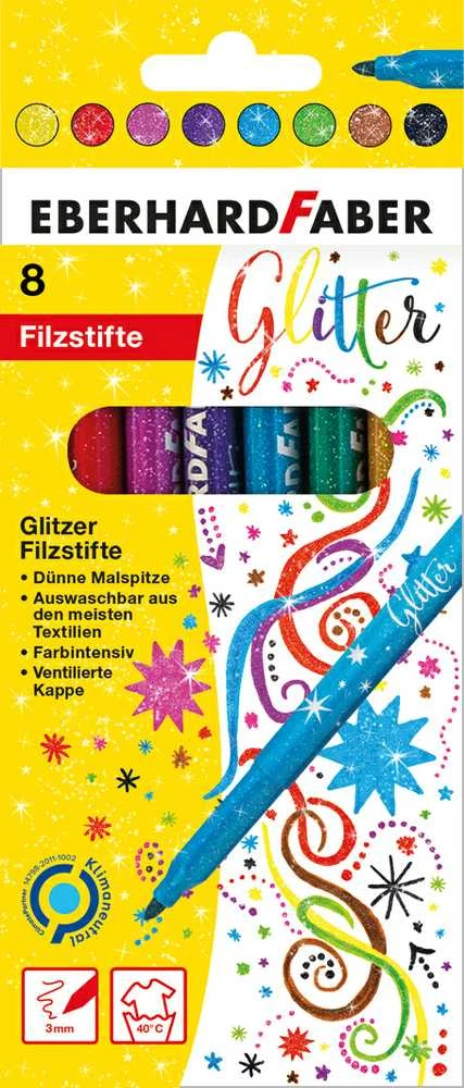 Flomasteriai EberhardFaber, blizgantys, 8 spalvų