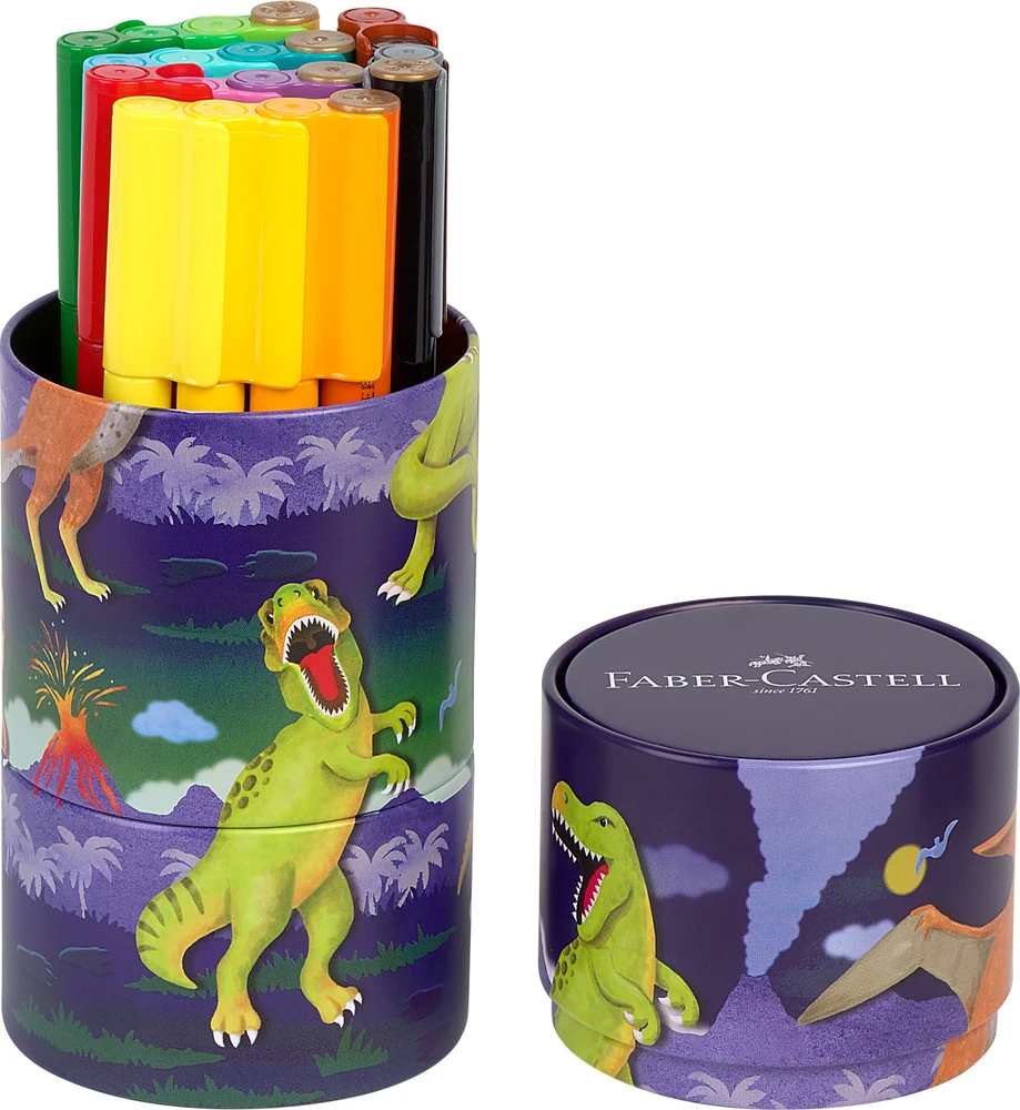 Flomasteriai Faber-Castell Connector Dinosaurus, 20 spalvų