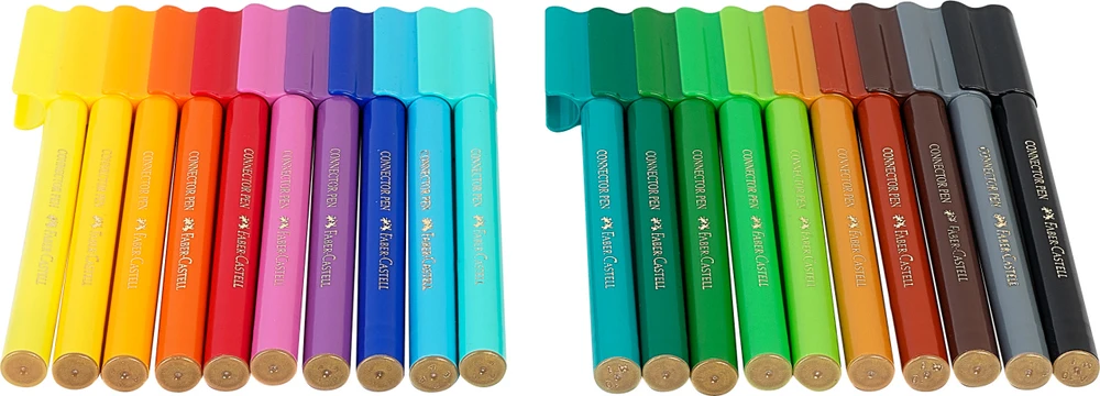 Flomasteriai Faber-Castell Connector Dinosaurus, 20 spalvų
