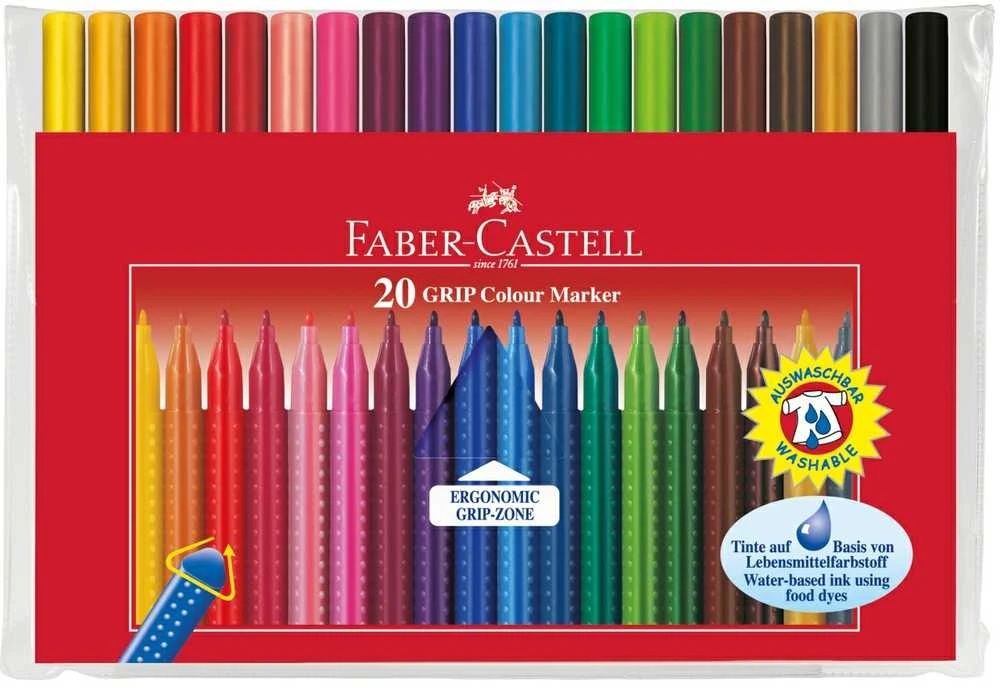 Flomasteriai Faber-Castell GRIP, 20 spalvų