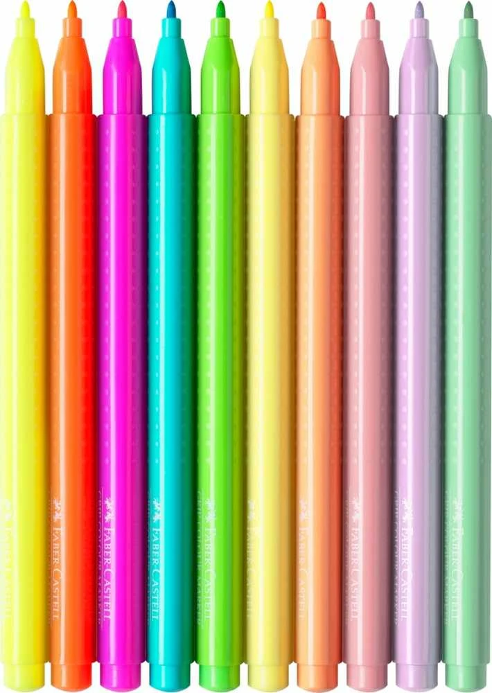 Flomasteriai Faber-Castell Grip, tribriauniai, 10 spalvų