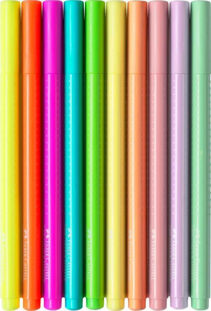 Flomasteriai Faber-Castell Grip, tribriauniai, 10 spalvų