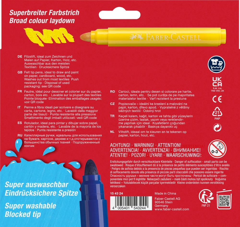 Flomasteriai Faber-Castell Jumbo, 24 spalvų