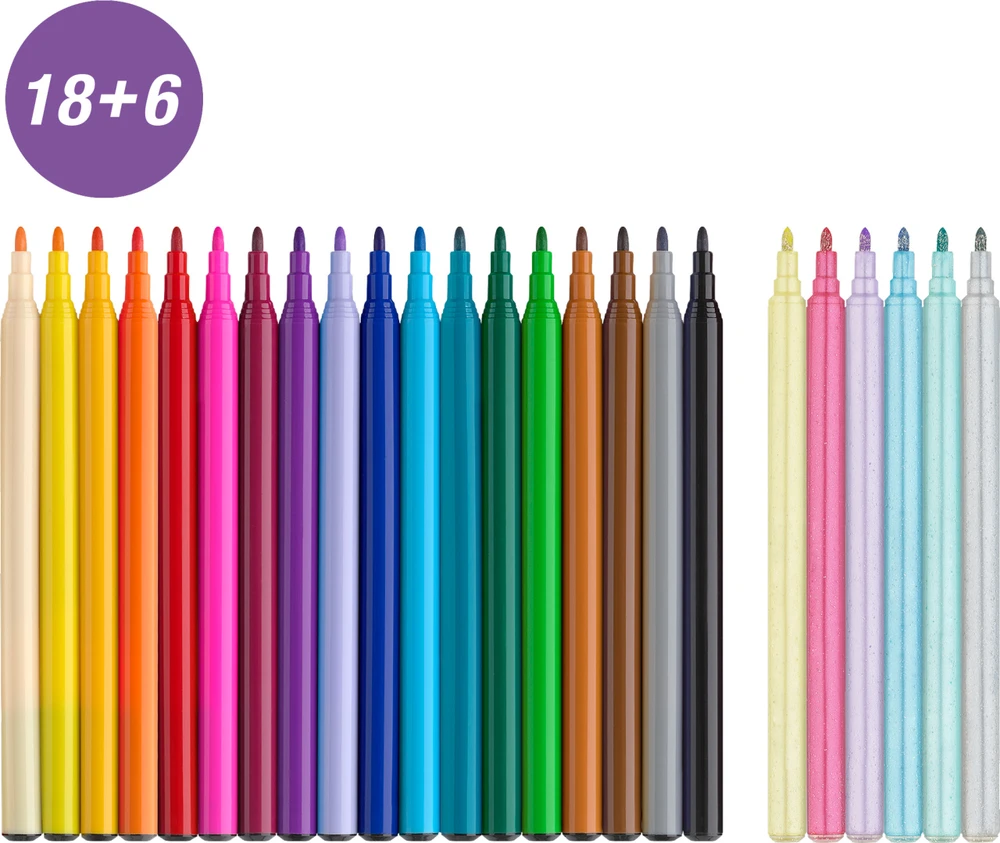 Flomasteriai Faber-Castell Unicorn, 18+6 spalvų