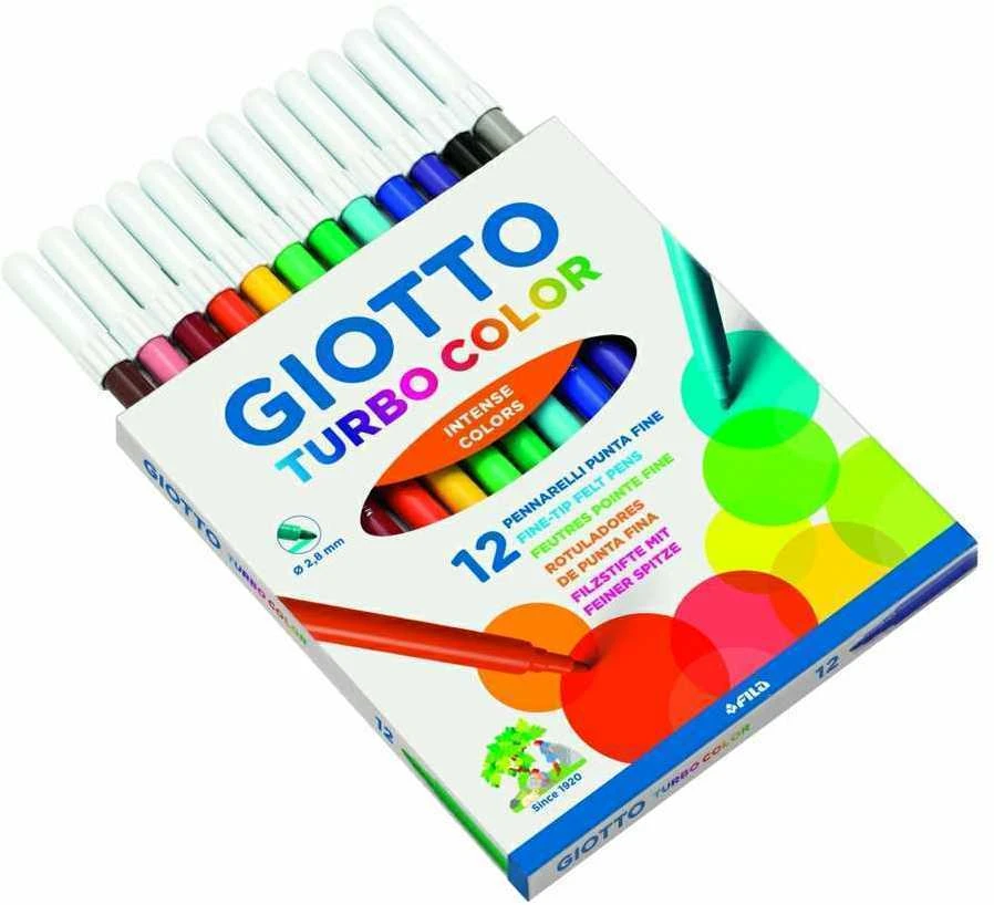 Flomasteriai Fila Giotto Turbo Color, 12 spalvų