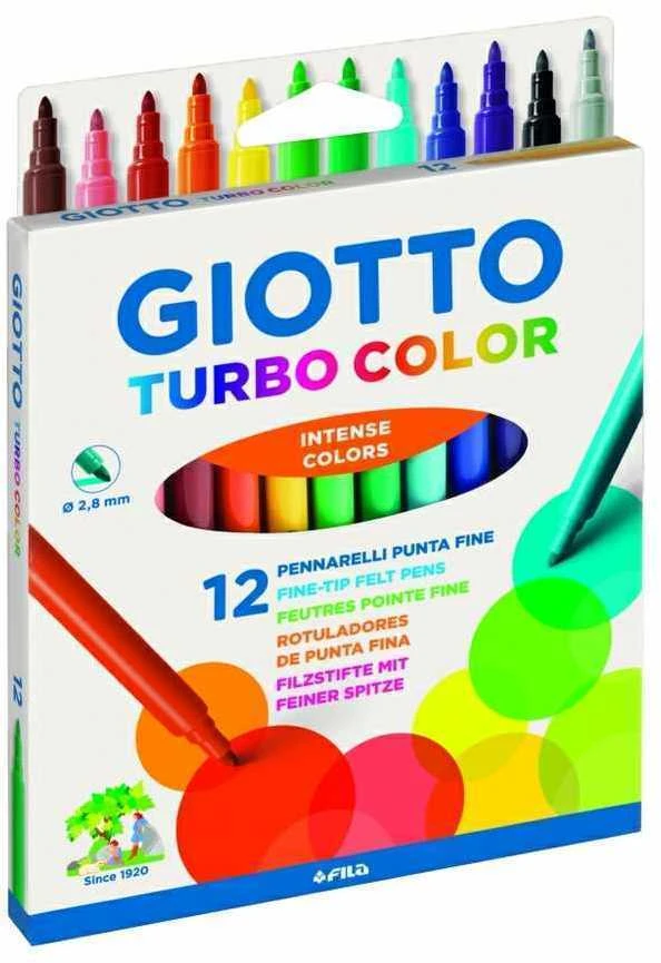 Flomasteriai Fila Giotto Turbo Color, 12 spalvų