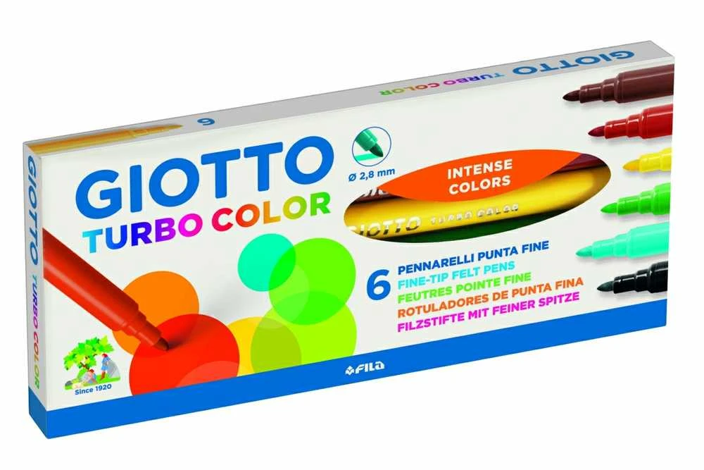 Flomasteriai Fila Giotto Turbo Color, 6 spalvos